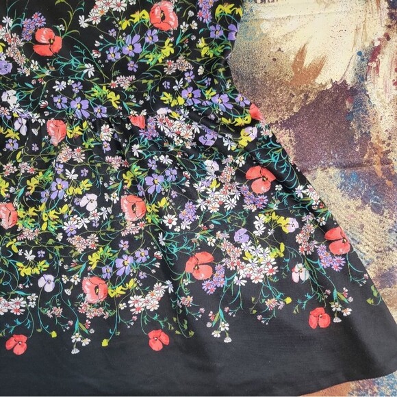 Women's Size 14 Black Multi Floral Print Sleeveless Dress BEAUTIFUL - Picture 5 of 14